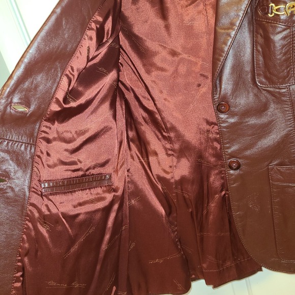 Etienne Aigner Brown Leather Jacket - Picture 6 of 16